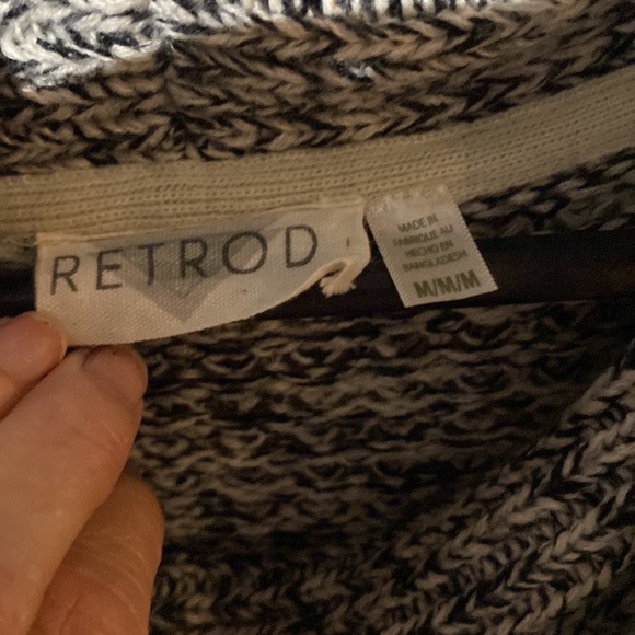 Tweed black and grey cowl neck sweater, open shoulder. - Picture 2 of 2